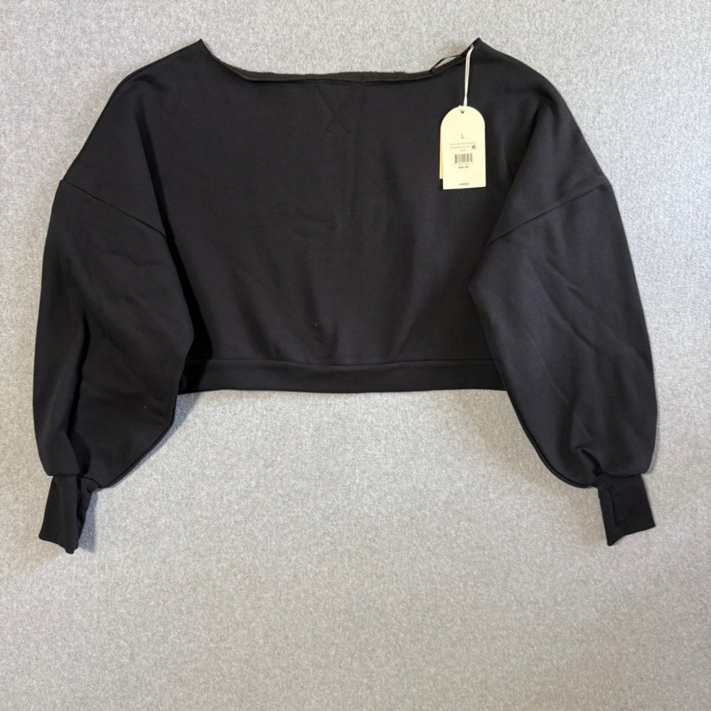 Blogilates Dance Studio Sweatshirt Athleisure Large Black NWT Cropped Thumbholes